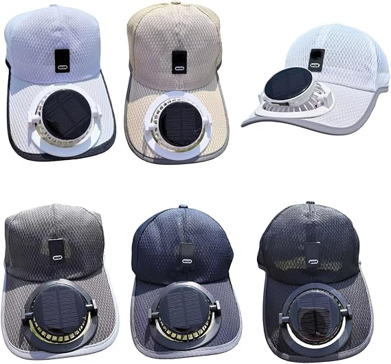 Solar Fan Cap with Rechargeable Battery