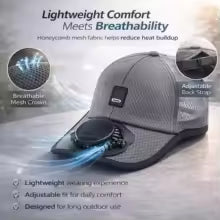 Solar Fan Cap with Rechargeable Battery