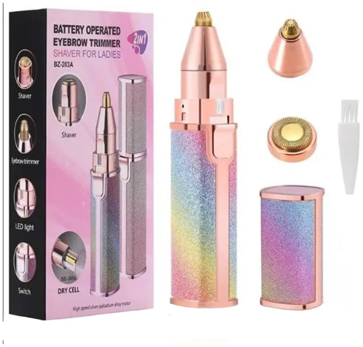 2‑in‑1 Electric Eyebrow Trimmer & Facial Hair Remover for Women - Compact & Rechargeable